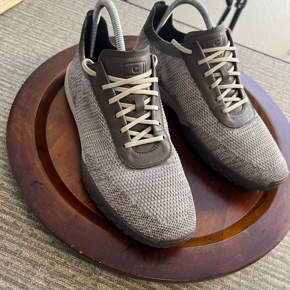 Cole Haan Grand.OS Sneakers Mens Stitchlite Knit Leather Grey Brown 9.5 M